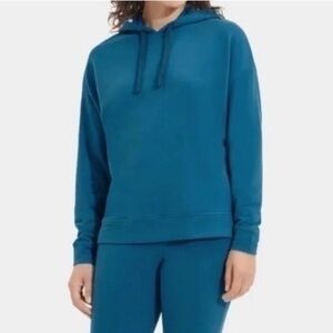 UGG Kyree Micro Terry Hoodie Hooded Sweatshirt  Women's Size S Blue Teal Lounge